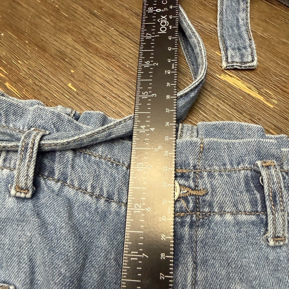 DKNY Wide Leg Cropped Denim Paper Bag Waist Trendy Jeans Women L - Picture 8 of 10